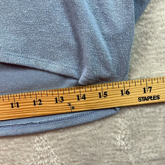 Charlotte Avery Knit Top Size S Blue Short Dolman Sleeves Relaxed Fit V Neck - Picture 7 of 7